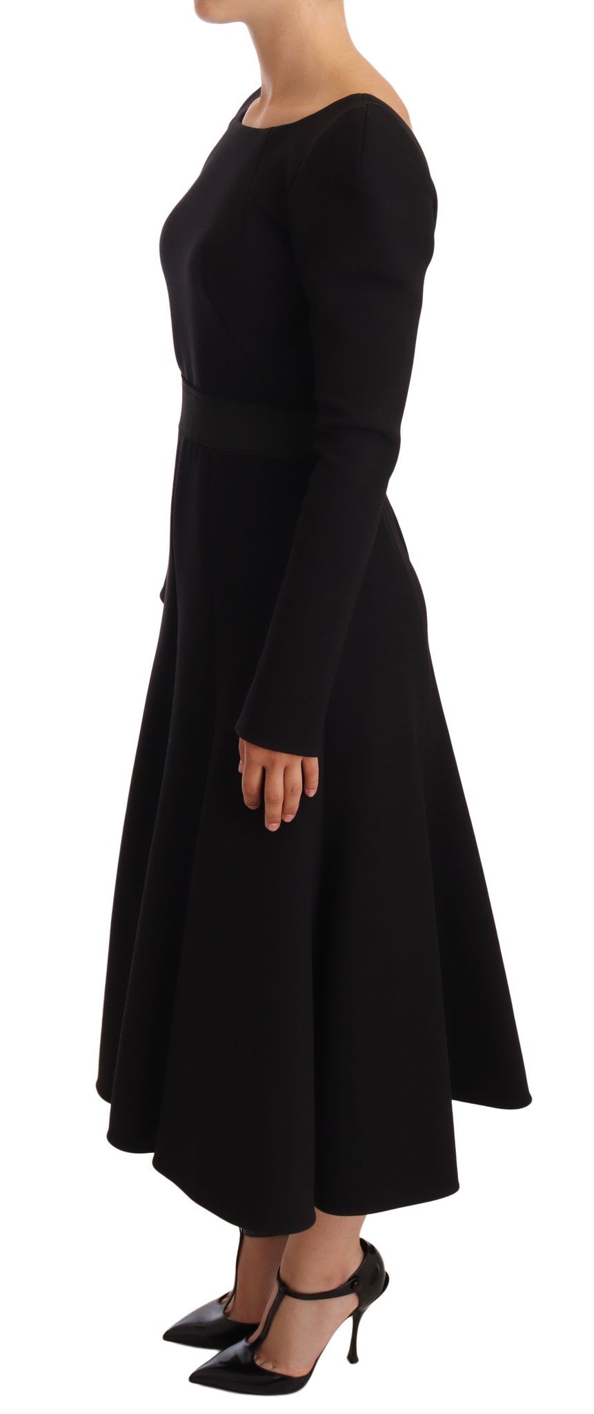 Robe fourreau Dolce & Gabbana en laine stretch noire à dos ouvert