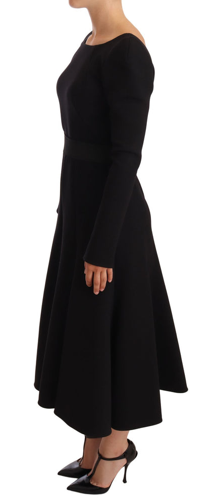 Robe fourreau Dolce & Gabbana en laine stretch noire à dos ouvert