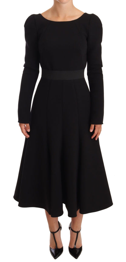 Robe fourreau Dolce & Gabbana en laine stretch noire à dos ouvert