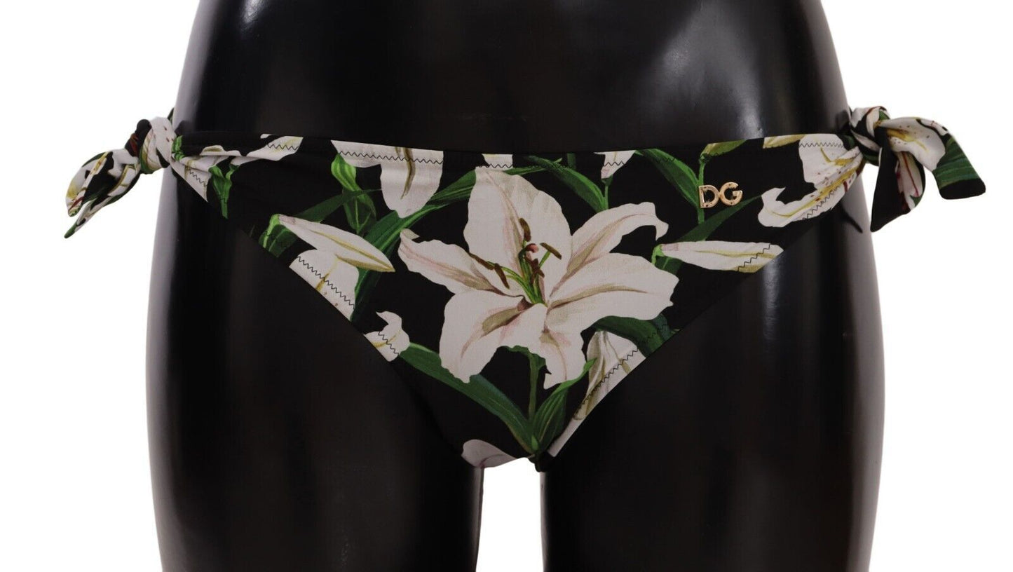 Maillot de bain bas de bikini Dolce & Gabbana imprimé lys noir
