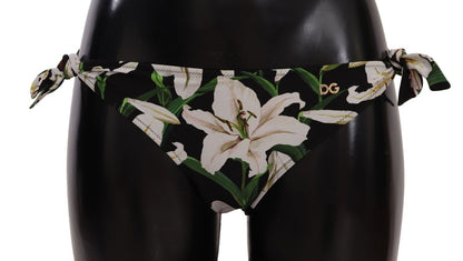 Maillot de bain bas de bikini Dolce & Gabbana imprimé lys noir