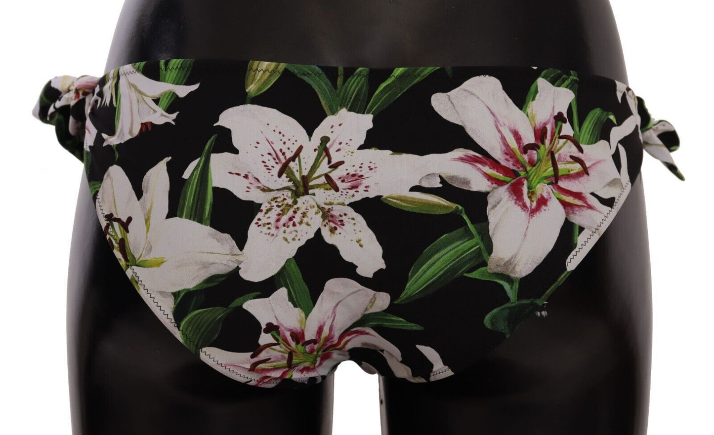 Maillot de bain bas de bikini Dolce & Gabbana imprimé lys noir