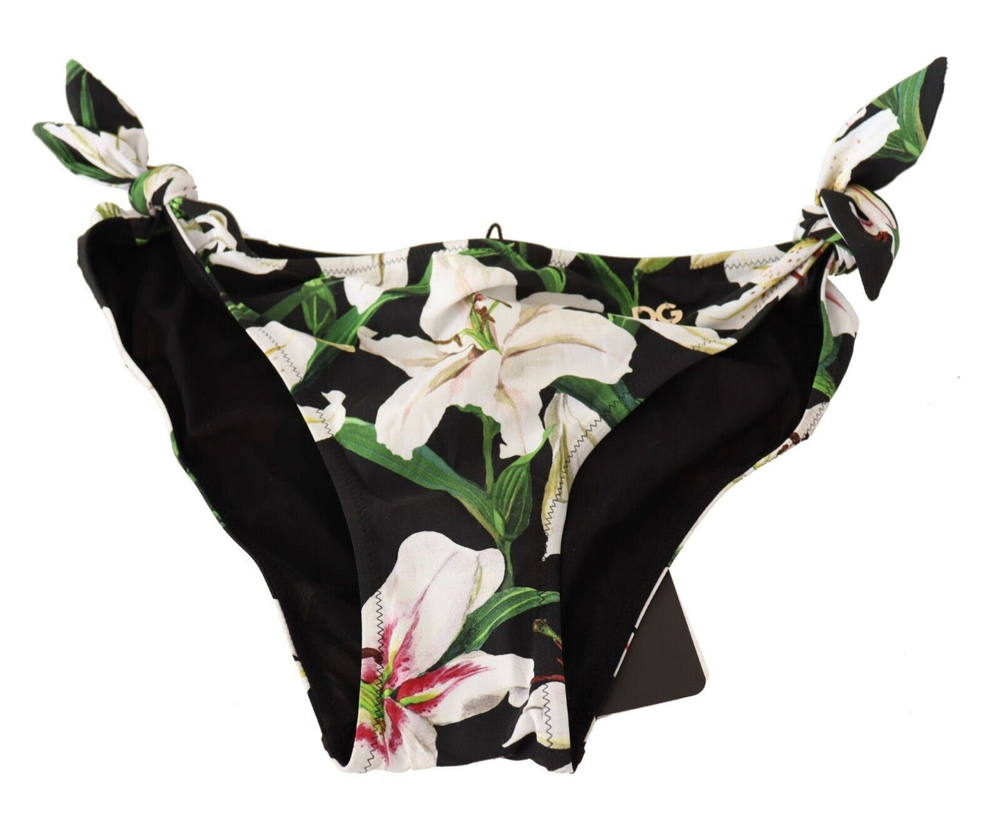 Maillot de bain bas de bikini Dolce & Gabbana imprimé lys noir