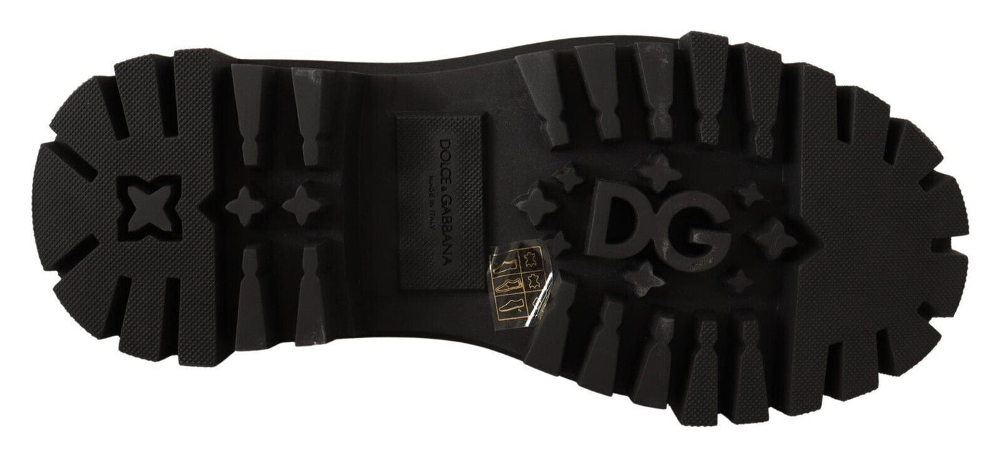 Bottes de combat cloutées en cuir noir Dolce & Gabbana