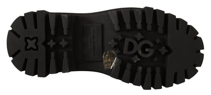 Bottes de combat cloutées en cuir noir Dolce & Gabbana