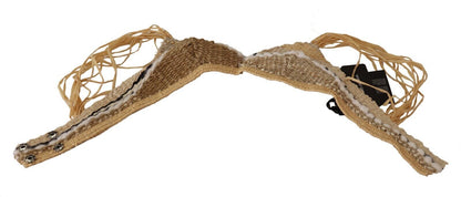 Haut de plage en crochet tissé de raphia et paille beige Dolce & Gabbana