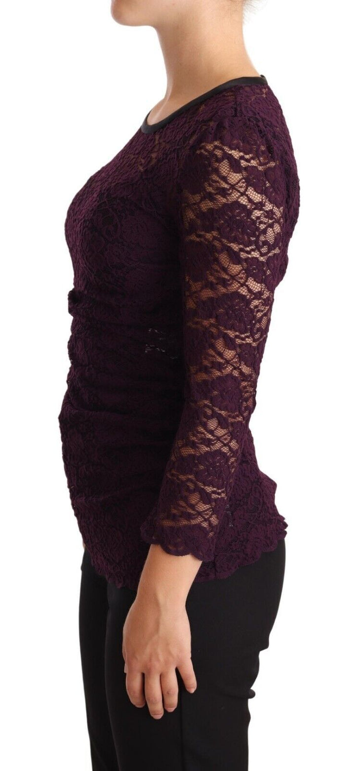 Blusa de manga larga de encaje morado Dolce & Gabbana