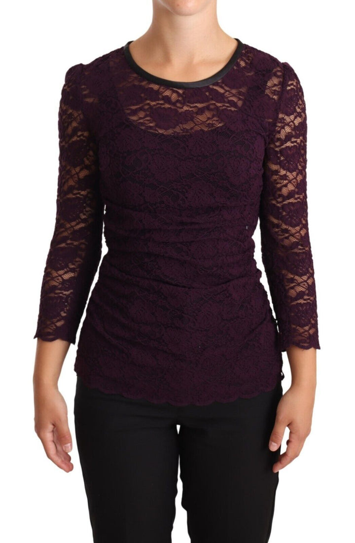 Blusa de manga larga de encaje morado Dolce & Gabbana