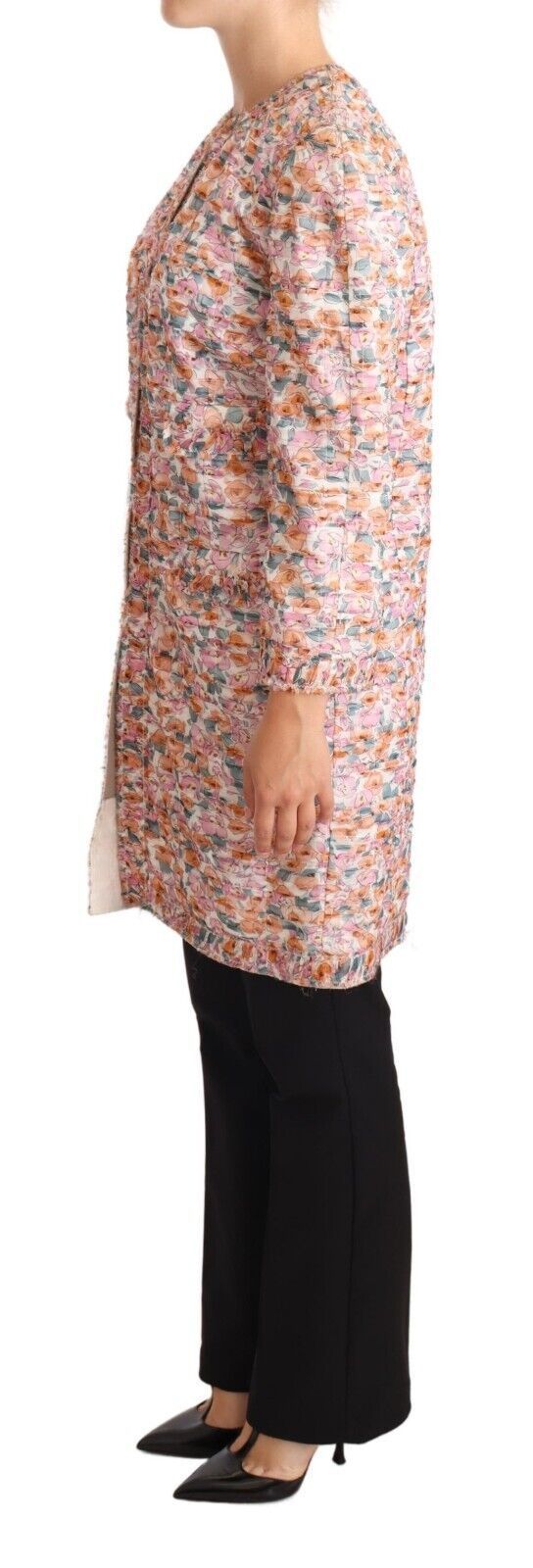 Veste Trench-Coat en Soie Imprimé Floral Multicolore Dolce & Gabbana