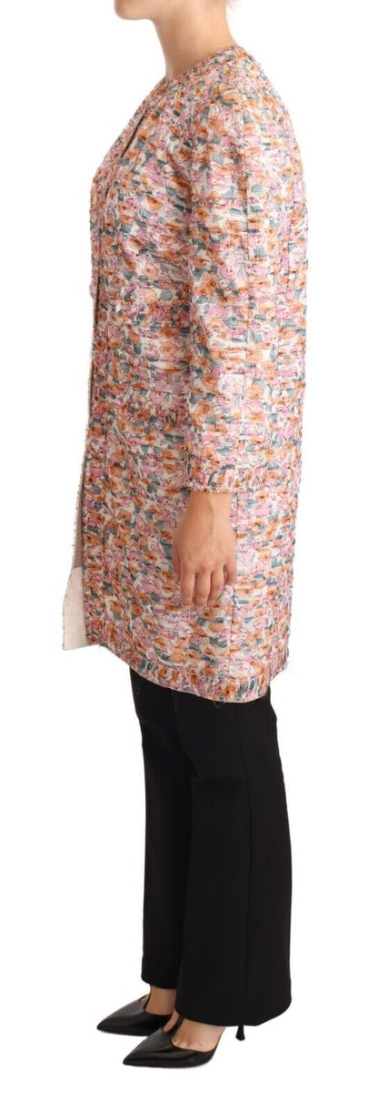 Veste Trench-Coat en Soie Imprimé Floral Multicolore Dolce & Gabbana