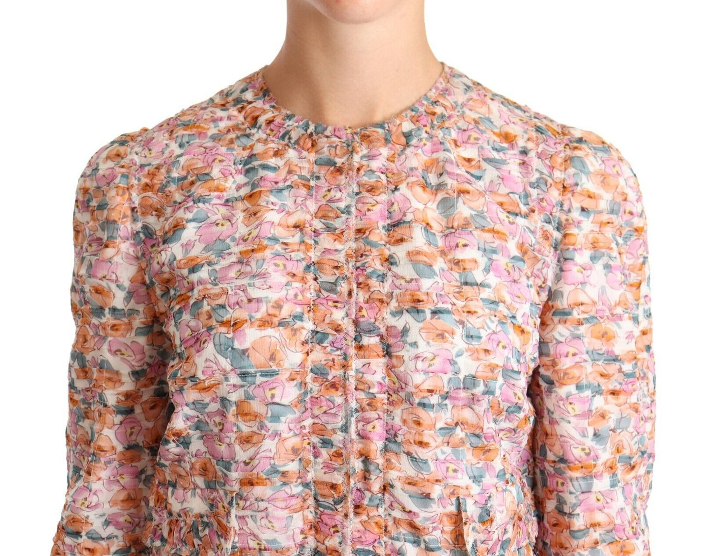 Veste Trench-Coat en Soie Imprimé Floral Multicolore Dolce & Gabbana
