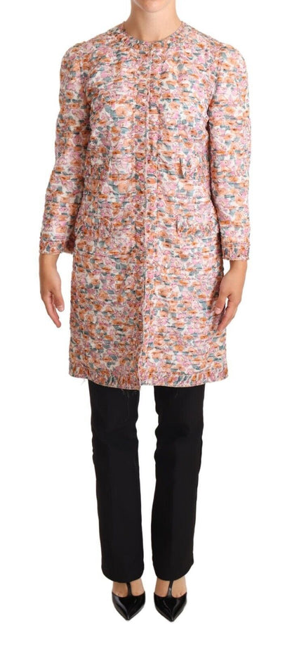 Veste Trench-Coat en Soie Imprimé Floral Multicolore Dolce & Gabbana