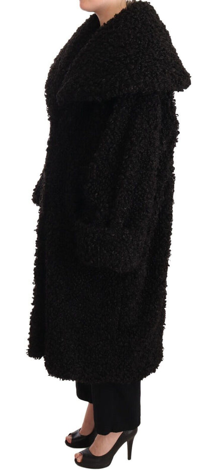 Veste Trench en Fourrure et Polyester Noir Dolce & Gabbana