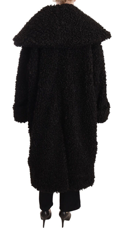 Veste Trench en Fourrure et Polyester Noir Dolce & Gabbana