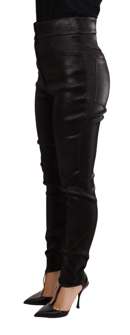 Pantalon Dolce & Gabbana en coton stretch noir à fil lurex argenté