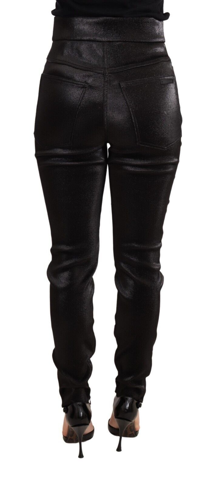 Pantalon Dolce & Gabbana en coton stretch noir à fil lurex argenté