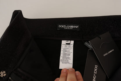 Pantalon Dolce & Gabbana en coton stretch noir à fil lurex argenté