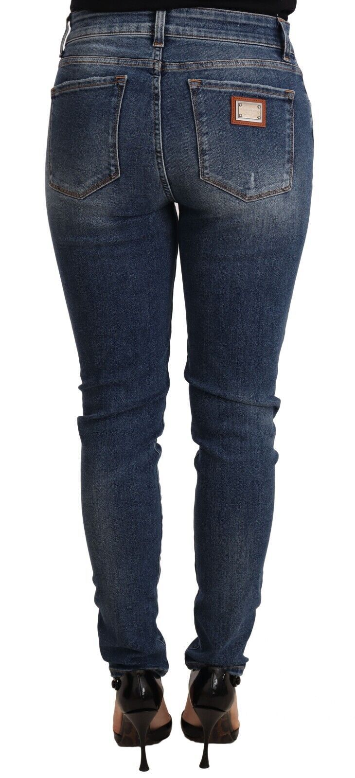 Jeans en coton stretch skinny délavé bleu Dolce & Gabbana