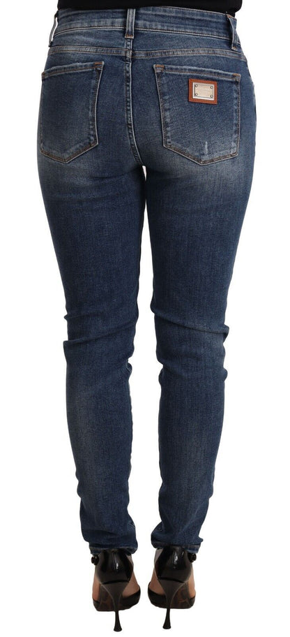 Jeans en coton stretch skinny délavé bleu Dolce & Gabbana