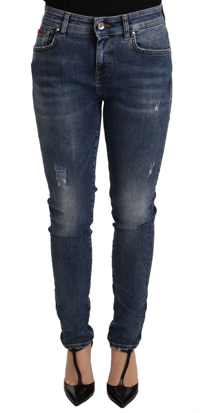 Jeans ajustados Dolce & Gabbana de algodón elástico, lavado azul