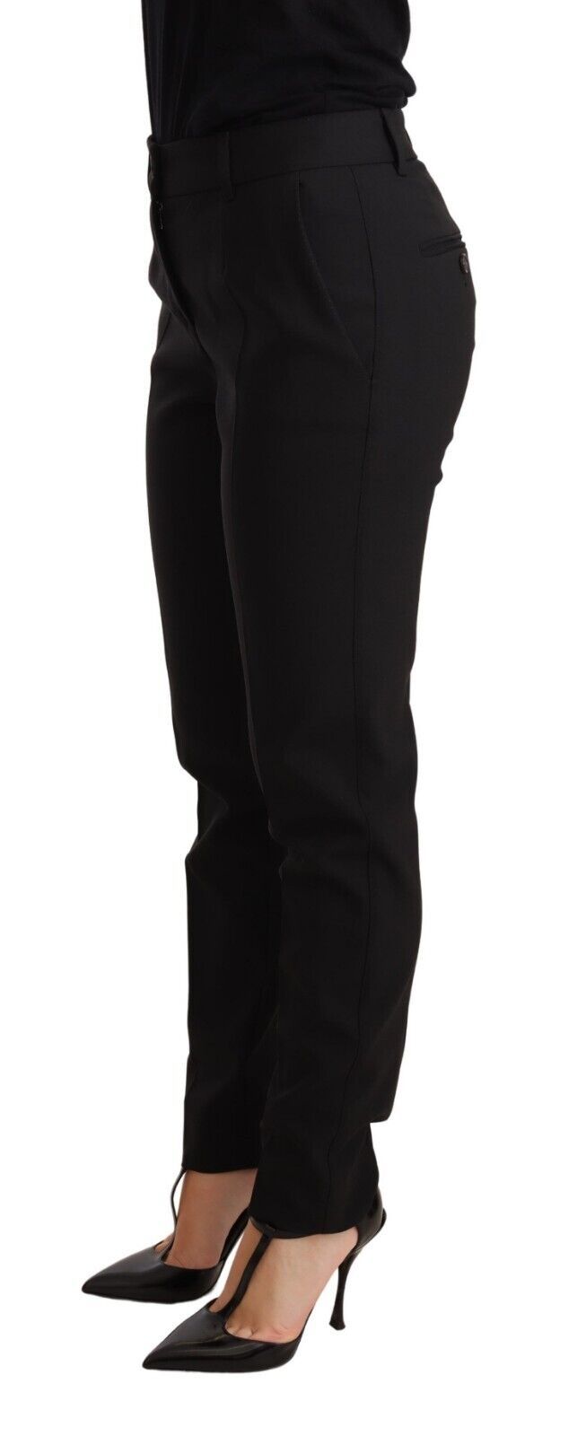 Pantalon fuselé femme en laine vierge noir Dolce & Gabbana