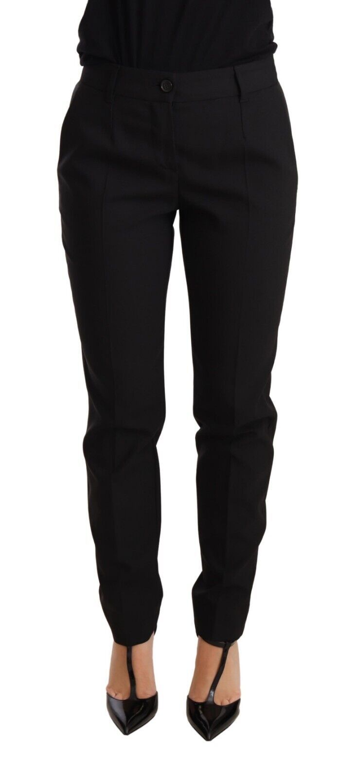 Pantalon fuselé femme en laine vierge noir Dolce & Gabbana