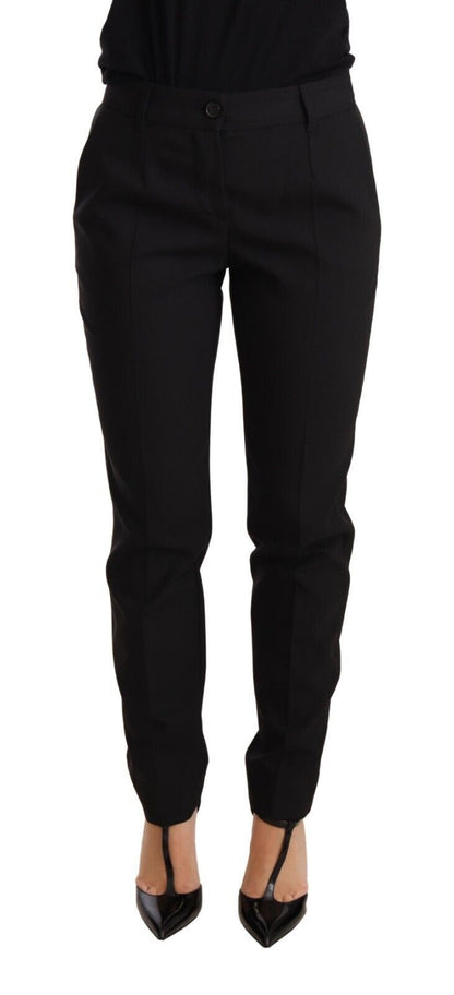 Pantalon fuselé femme en laine vierge noir Dolce & Gabbana