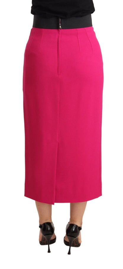 Jupe droite crayon rose taille haute stretch Dolce & Gabbana