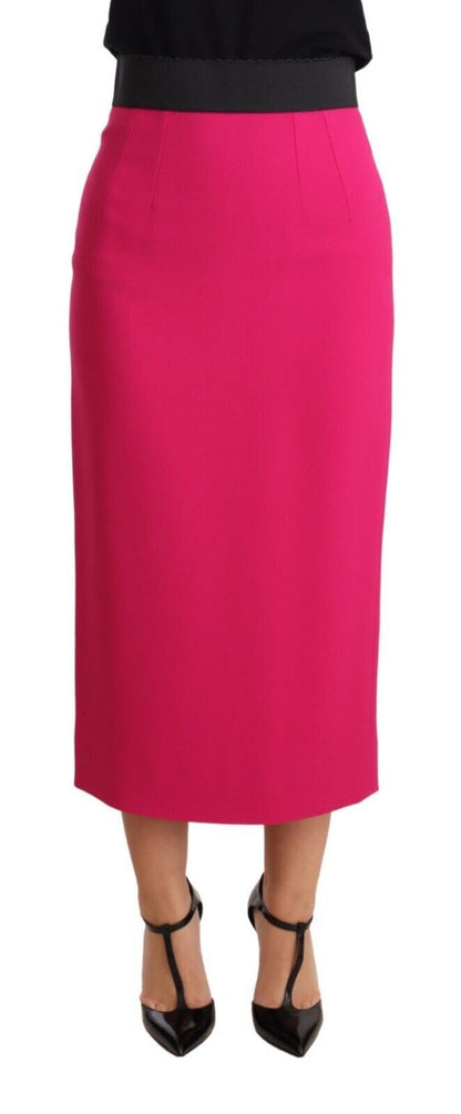 Jupe droite crayon rose taille haute stretch Dolce & Gabbana