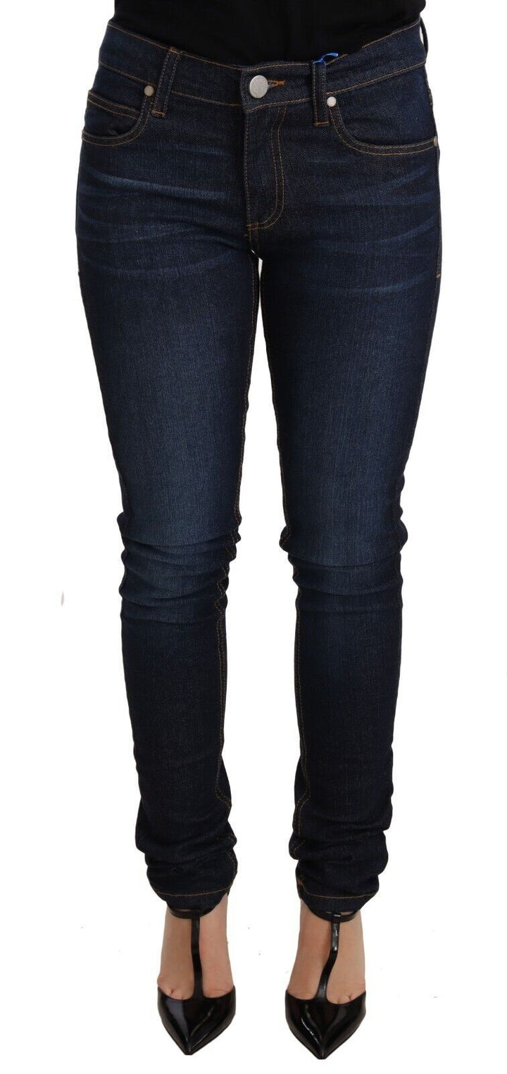 Vaqueros Versace Jeans de algodón azul oscuro de talle bajo y corte ajustado