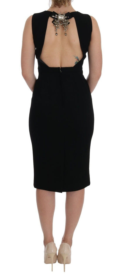 Robe fourreau Dolce & Gabbana noire en maille extensible ornée de cristaux