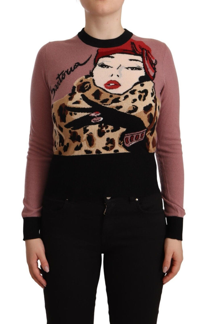 Suéter Dolce & Gabbana de cachemir rosa con cuello redondo Sartoria