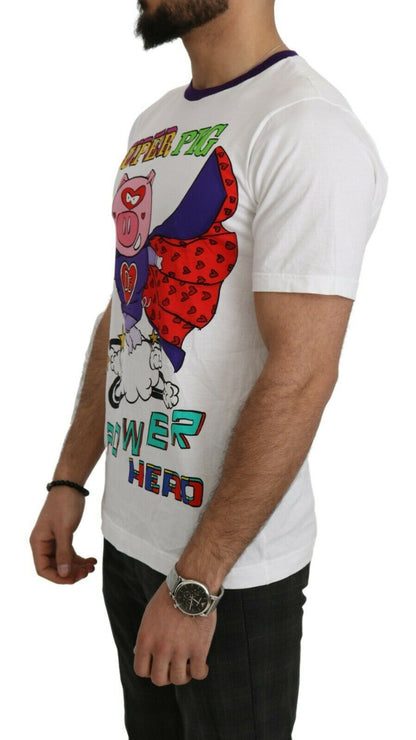 T-shirt Dolce & Gabbana en coton blanc « Super Power Pig »
