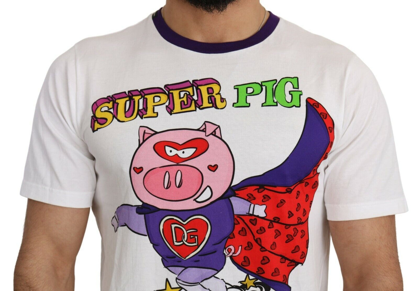 T-shirt Dolce & Gabbana en coton blanc « Super Power Pig »