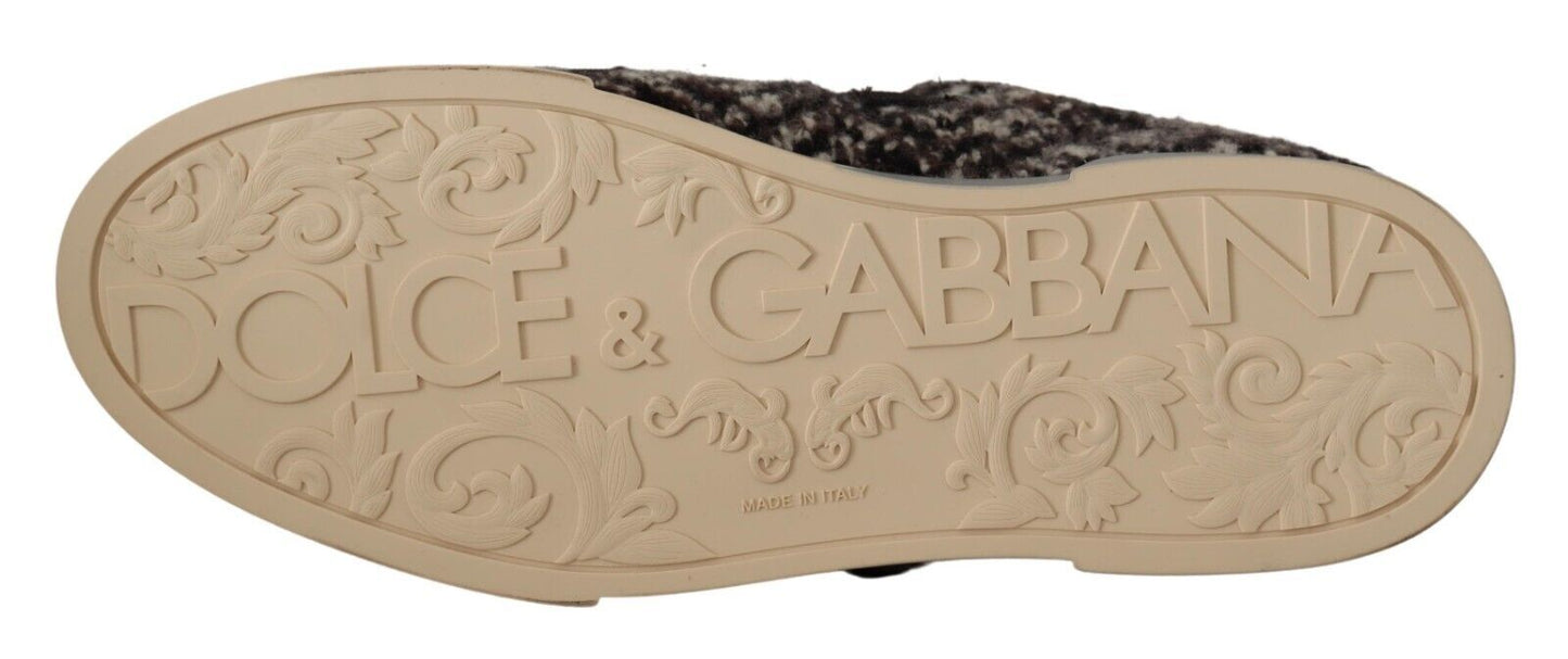 Baskets Dolce & Gabbana en cuir argenté et coton marron