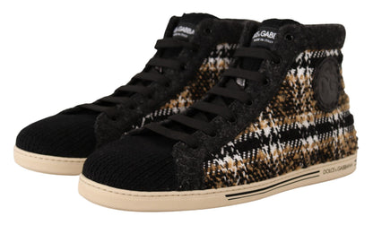 Baskets montantes Dolce & Gabbana en laine et coton beiges et marrons
