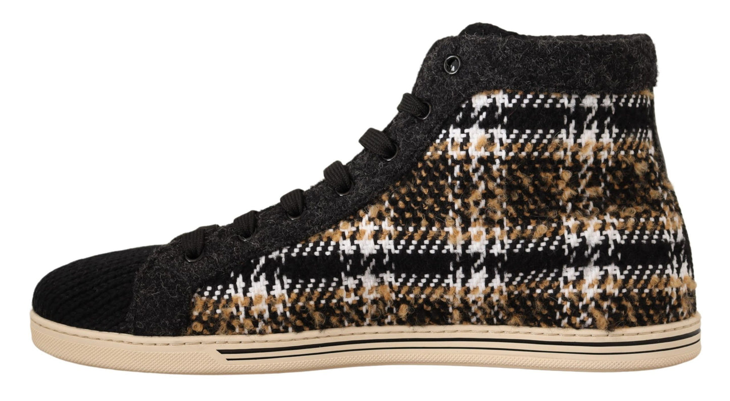 Baskets montantes Dolce & Gabbana en laine et coton beiges et marrons