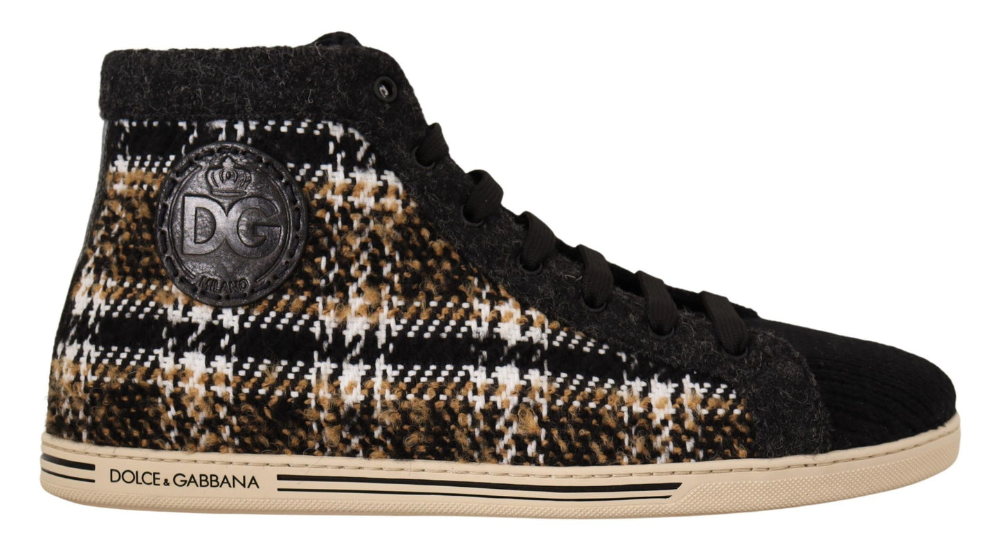 Baskets montantes Dolce & Gabbana en laine et coton beiges et marrons