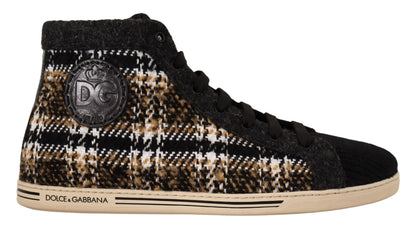 Baskets montantes Dolce & Gabbana en laine et coton beiges et marrons