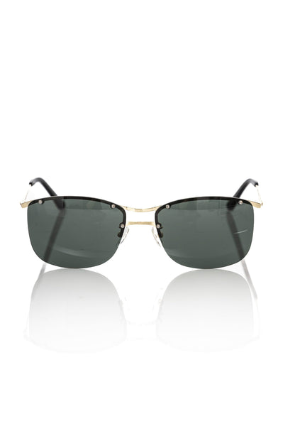 Frankie Morello Black Metallic Fibre Men Sunglasses