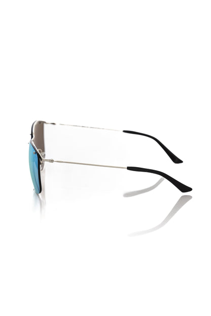 Frankie Morello Silver Metallic Men Sunglasses