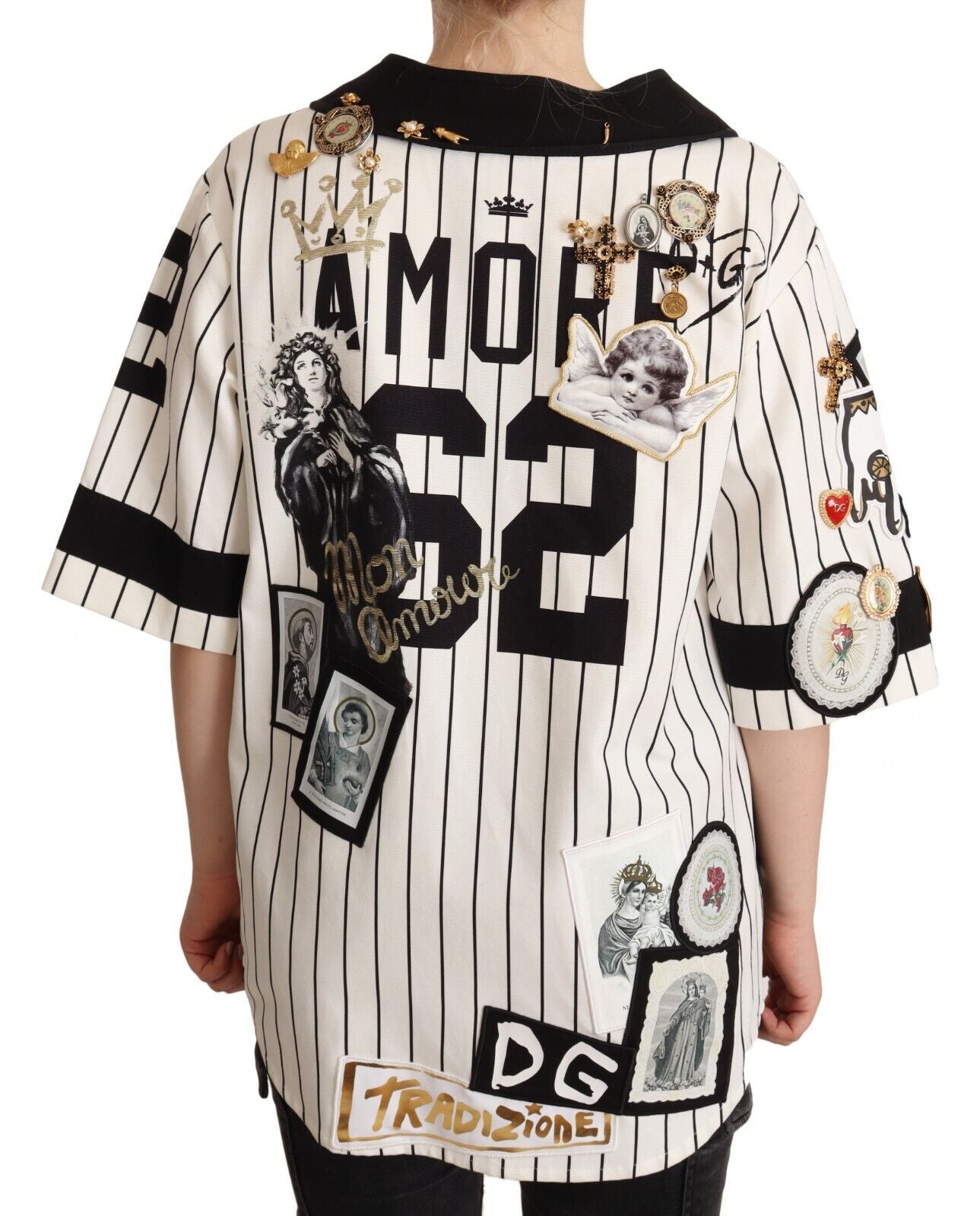 Chemise Amore Dolce & Gabbana en coton blanc ornée de cristaux