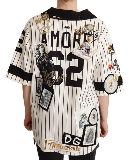 Chemise Amore Dolce & Gabbana en coton blanc ornée de cristaux