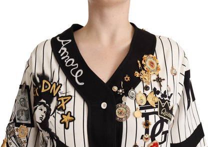 Chemise Amore Dolce & Gabbana en coton blanc ornée de cristaux