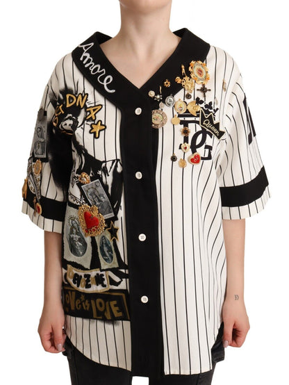 Chemise Amore Dolce & Gabbana en coton blanc ornée de cristaux