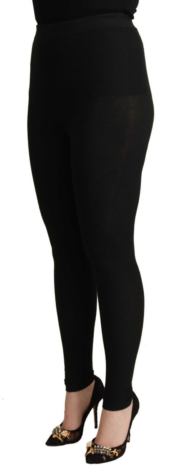 Pantalon collant Dolce & Gabbana en cachemire noir extensible à la taille