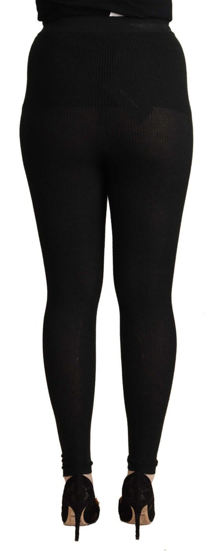 Pantalon collant Dolce & Gabbana en cachemire noir extensible à la taille