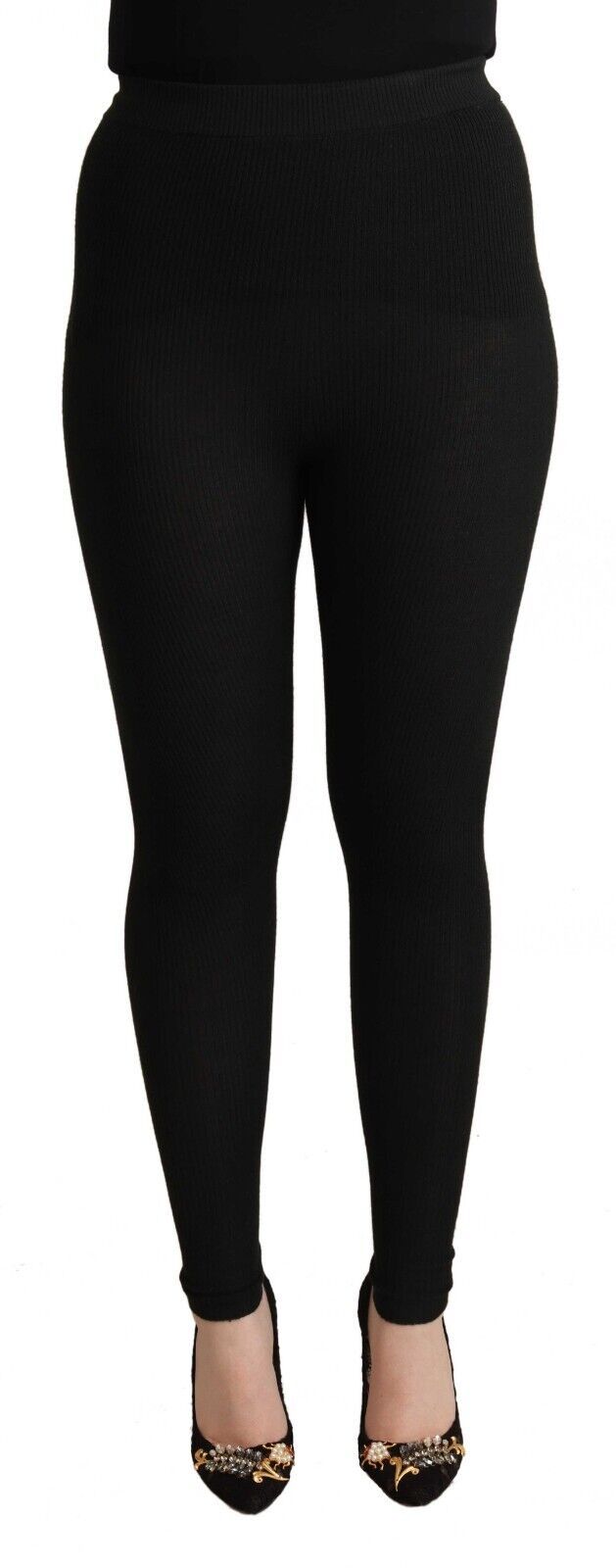 Pantalon collant Dolce & Gabbana en cachemire noir extensible à la taille