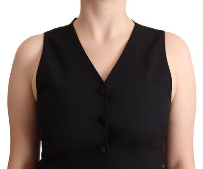 Débardeur sans manches noir en viscose à boutons Dolce & Gabbana