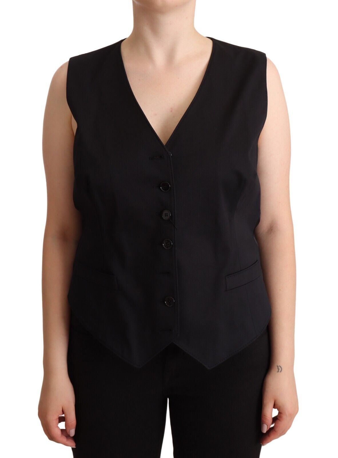 Haut gilet sans manches noir à boutons Dolce & Gabbana